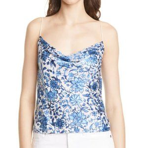 COPY - Alice + Olivia Harmon Drape  Camisole Painted Dahlia Blue Burnout Silk C…